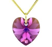 February Birthstone Necklace 9ct Gold Amethyst Pendant Chain With Sparkly Crystal Heart Jewellery for Women Gift for Mum, Mother's Day, Wife, Birthday, Anniversary & Valentine’s 20 inch