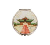 February Mountain Elegant Butterfly and Floral Mother of Pearl Compact Mirror, Dual Magnification (1X & 2.5X) - Lightweight Travel Makeup Mirror in Gift Box (Heritage Walk)