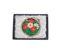 February Mountain Elegant Butterfly and Floral Mother of Pearl Compact Mirror, Dual Magnification (1X & 2.5X) - Lightweight Travel Makeup Mirror in Gift Box (Midnight Peony)