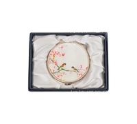 February Mountain Elegant Butterfly and Floral Mother of Pearl Compact Mirror, Dual Magnification (1X & 2.5X) - Lightweight Travel Makeup Mirror in Gift Box (Spring Whispers)
