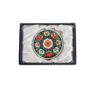 February Mountain Elegant Butterfly and Floral Mother of Pearl Compact Mirror, Dual Magnification (1X & 2.5X) - Lightweight Travel Makeup Mirror in Gift Box (Imperial Bloom)