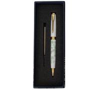 February Mountain Mother of Pearl Ballpoint Pen, Retractable Ballpoint Pens, for Gift, Business, Office, 1.0mm Medium Point Black Ink, Extras Replaceable Metal Refills (Crane-Blue-Black Ink)