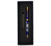 February Mountain Mother of Pearl Ballpoint Pen, Retractable Ballpoint Pens, for Gift, Business, Office, 1.0mm Medium Point Black Ink, Extras Replaceable Metal Refills (Crane-Blue-Black Ink)