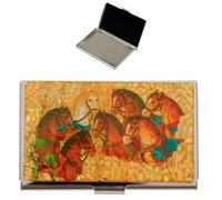 February Mountain Mother of Pearl Business Card Holder - Eight Horses Korean Design | Elegant Card Case for Men & Women | Inspirational Gift for Promotion, Office, Boss, Graduation, Eight Horses