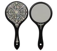 February Mountain Mother-of-Pearl Hand Mirror - Korean Black Lacquer Mirror with Floral Inlay - Gift for Women, Mom, Wife, Daughter - Birthday, Mother’s Day, Christmas, Anniversary