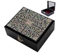 February Mountain Mother of Pearl Large Wooden Keepsake Box with Hinged Lid - Handcrafted Decorative Boxes with Lids for Home Décor