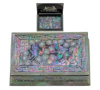 February Mountain Mother-of-Pearl Trinket Box - Handcrafted Korean Lacquer Keepsake Case for Cards, Jewelry, or Gifts