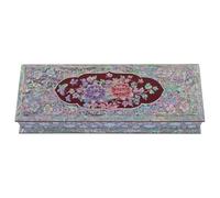 February Mountain Mother-of-Pearl Trinket Box - Korean Crane & Peony Inlay | Long Rectangular Keepsake Box for Pens, Watches, Business Cards, Jewelry | Gift for Women & Men (Flowers)