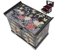 February Mountain Mother of Pearl Wooden Jewelry Organizer Box - Jewelry Storage Box for Women, Features Spacious Drawers, Ideal for Rings, Bracelets, Watches, Chains, Accessories
