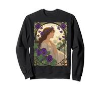 February Viola Birth Flower Art Nouveau Style Sweatshirt