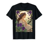 February Viola Birth Flower Art Nouveau Style T-Shirt