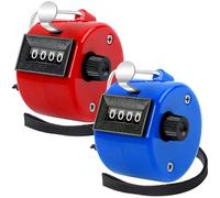 FEBSNOW 2 Pack Hand Tally Counter 4 Digital Click Counter for Sport Row School Event (Red Blue)