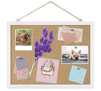 FEBSNOW Cork Board Bulletin Board 15.7 x 12 Inches with Rectangle White Frame Hanging Pin for Office Home Message Board or Vision Board Decoration