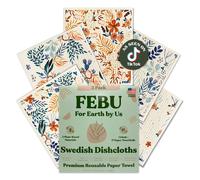 FEBU Swedish Dishcloths for Kitchen | 5 Pack Fresh Flowers Reusable Paper Towels Washable | Swedish Dish Towels | Non-Scratch Cellulose Sponge Cloths