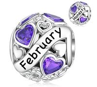 Feburary Birtshtone Charm for Pandora Heart Birthday Charms