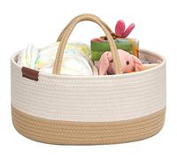 Febzoce Baby Nappy Caddy Organiser, Diaper Changing Bag Newborn Shower Gift Basket 38 x 26 x 18 cm, Honey