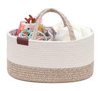 Febzoce Baby Nappy Caddy Organiser, Diaper Changing Bag Newborn Shower Gift Basket 38 x 26 x 18 cm, Neutral Brown