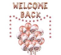 Fechy Welcome Back 23Pack Star Banner Garland, 16in Letter Balloon, 12in Confetti Balloons, Ribbon, for Homecoming, Back To School, Reunion - Multicolor
