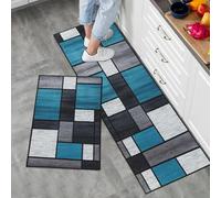 Fecialy 2 Pieces Anti-slip Kitchen Rug Set, Washable Modern Mats and Rugs for The Hallway, Durable Carpet Runners for Kitchen, Hallway & Living room, 40x60+40x120CM