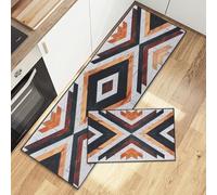 Fecialy Boho Aztec Kitchen Mats Rugs Sets of 2, 40x60+40x120CM Cushioned Anti Fatigue Floor Mat Western Non Slip Rugs for Kitchen, Laundry, Sink, Office, Desk