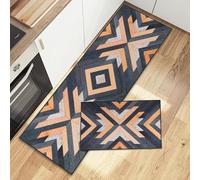 Fecialy Boho Aztec Kitchen Mats Rugs Sets of 2, 43x75+43x120CM Cushioned Anti Fatigue Floor Mat Western Non Slip Rugs for Kitchen, Laundry, Sink, Office, Desk