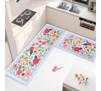 Fecialy Kitchen Mats for Floor 2PCS, Kitchen Rugs Non Slip Washable, Cushioned Anti Fatigue Kitchen Mats Rugs Boho Floral Modern Farmhouse Bohemian Kitchen Runner Rugs