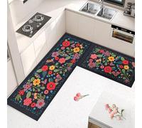 Fecialy Kitchen Mats for Floor 2PCS, Kitchen Rugs Non Slip Washable, Cushioned Anti Fatigue Kitchen Mats Rugs Boho Floral Modern Farmhouse Bohemian Kitchen Runner Rugs