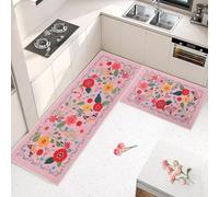 Fecialy Kitchen Mats for Floor 2PCS, Kitchen Rugs Non Slip Washable, Cushioned Anti Fatigue Kitchen Mats Rugs Boho Floral Modern Farmhouse Bohemian Kitchen Runner Rugs