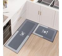 Fecialy Kitchen Rug Set 2 Piece Non Slip and Anti Fatigue Kitchen Mat, Thickened Silicone Backing Floor Mats Washable Mats and Rugs for kitchen, 40x60cm + 40x120cm