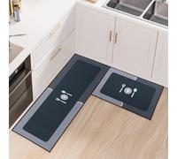 Fecialy Kitchen Rug Set 2 Piece Non Slip and Anti Fatigue Kitchen Mat, Thickened Silicone Backing Floor Mats Washable Mats and Rugs for kitchen, 40x60cm + 40x120cm