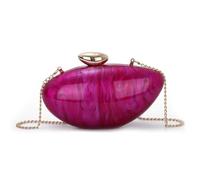 Fecialy Shell Shape Acrylic Clutch Metallic Marble Evening Evening Bag for Women Glitter Handbag for Wedding Cocktail Party, Hot Pink, 18.3"L x 2"W x 4.3"H (21 * 5 * 11 cm)