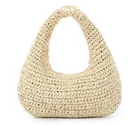 Fecialy Straw Bag for Women Crescent Shoulder Handbag Straw Summer Beach Tote Handbag Raffia Woven Hobo Bag