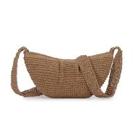 Fecialy Straw Crossbody Bag for Women Pleated Dumpling Shoulder Handbags Ruched Handmade Summer Beach Straw Bag