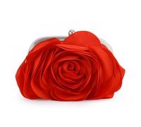 Fecialy Women Evening Bag Floral Satin Clutch Purses with Chain Rose Pattern Purse Party Prom Handbags