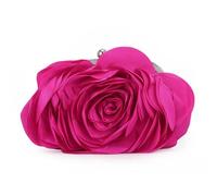 Fecialy Women Evening Bag Floral Satin Clutch Purses with Chain Rose Pattern Purse Party Prom Handbags