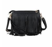 Fecialy Women Fringe Tassel Crossbody Bag Leather Shoulder Bag Clutch Purse Hobo Handbag with Wrist Strap Messenger Bag