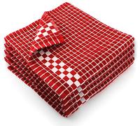 Fecido Classic Dark Kitchen Tea Towels - Absorbent 100% Cotton Long Lasting Durability European Made Tea Towels - Set of 4, Red