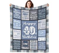 Fecifte 40th Birthday Gifts Blanket for Women Men - 40 Year Old Birthday Decorations Presents, Personalised Flanell 40th Birthday Blanket Gifts for Women Men Wife Sister 50"x60"