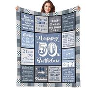 Fecifte 50th Birthday Gifts Blanket for Women Men - 50 Year Old Birthday Decorations Presents, Personalised Flanell 50th Birthday Blanket Gifts for Women Men Wife Sister 50"x60"