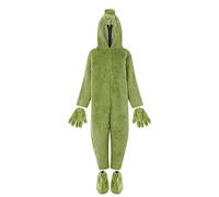 Feclmiyt Adults Kids Halloween Costumes Cartoon Hooded Romper And Gloves Novelty Role-Playing Party Cosplay Outfit (Kids Green, 130)