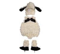 Feclmiyt Little Boy Girl Sheep Costume Fuzzy Long Sleeve Sweatshirt + Pants + Hat + Gloves + Socks 5Pcs Halloween Christmas Outfit (B-White, XL)