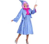 Feclmiyt Women Fairy Godmother Costume Deluxe Hooded Cape Party Dress Set Cosplay Theme Party Cinderella Halloween Outfit (Blue, S)
