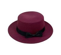 Feclmiyt Women Vintage Wide Brim Warm Fedora Hat Bow Belted Wool Hat Felt Jazz Hat Casual Formal Costume Party Dress Hats Accessories (Rose Red, ONE Size)