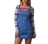 Feclmiyt Women's Killer Doll Costume Striped Long Sleeve Front Hollow Romper Costume