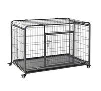 Fecpoo Extra-Large Dog Crate with 4 Locking Wheels - Sturdy Metal Wire Construction, 125Lx76Wx81H cm, Openable Top & Double-Latch Door, for X-Large Adult Dogs