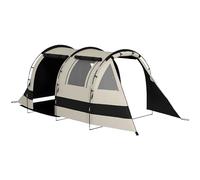 Fecpoo Four Man Blackout Camping Tent with Two Rooms - Fibreglass Poles, Waterproof 3000mm, Khaki, 460Lx230Wx180H cm, Family Outdoor Use