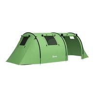 Fecpoo Four Man Tunnel Tent with Two Rooms - 3000 mm Waterproof Polyester, 470L x 220W x 150H cm, Includes Stakes & Carry Bag - for Family Camping