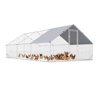 Fecpoo Galvanised Walk-In Chicken Run - 6L x 3W x 2H m Covered Outdoor Enclosure for Chickens, Ducks, Rabbits - Galvanized Steel & Hexagonal Mesh