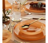 Fecra Circle 18 Piece Glass Dinner Set for 6 People, Orange