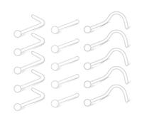 FECTAS 15-20pcs Clear Nose Screw Stud L Shap Nose Bone Retainer Bioflex Plastic 20 Gauge Piercing